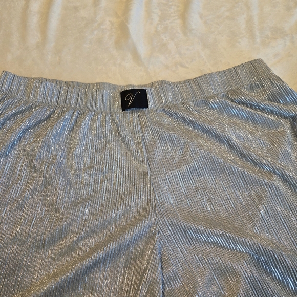 Victoria's Secret SILVER Pleated Plisse Sleep Pants Lounge Jogger SZ XL Womens - Picture 1 of 14